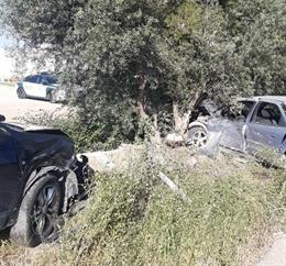 Imagen del accidente de tráfico que ha tenido lugar en Totana (Murcia)
