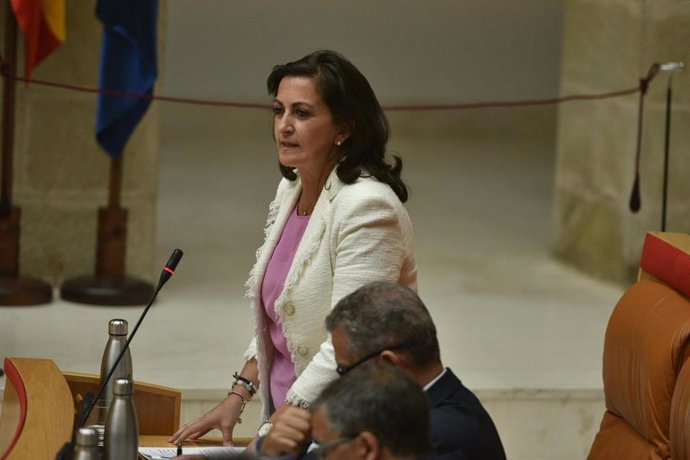 La presidenta del Gobierno riojano, Concha Andreu, interviene en el Parlamento riojano