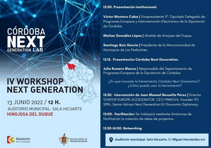 Cartel del cuarto 'workshop' de Córdoba Next Generation Lab.