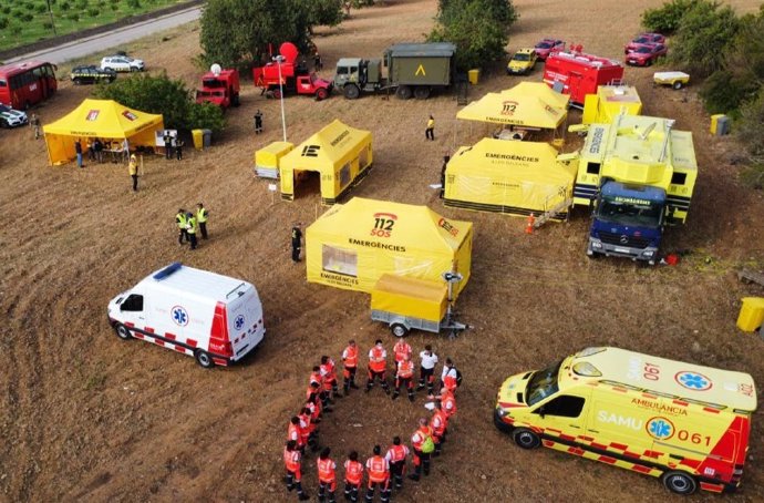 Simulacro realizado este miércoles por los cuerpos de Emergencias de Baleares y la UME.