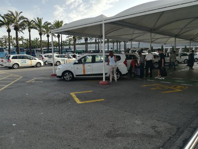 Archivo - Taxis en el aeropuerto de Palma. 