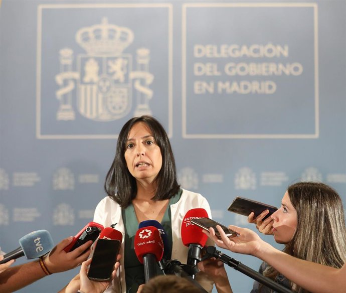 La delegada del Gobierno en la Comunidad de Madrid, Mercedes González, atiende a los medios de comunicación, en la Delegación del Gobierno, a 27 de mayo, en Madrid (España). La delegada del Gobierno ofrece detalles sobre el dispositivo especial que ha e