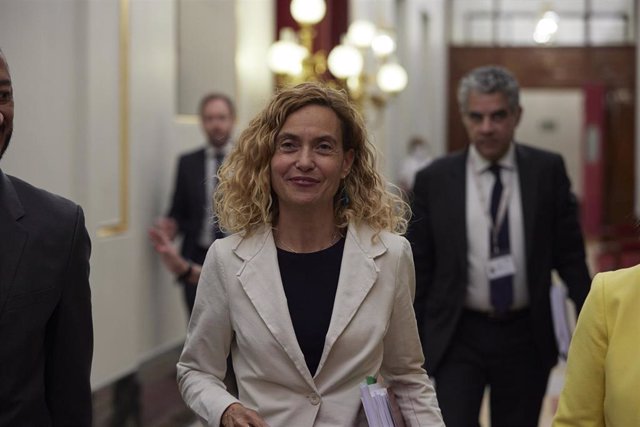 La presidenta del Congreso, Meritxell Batet, a su llegada a una reunión de la mesa del Congreso de los Diputados.