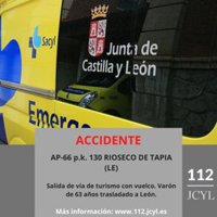 Un herido tras volcar su turismo en la AP-66, a la altura de Rioseco de Tapia