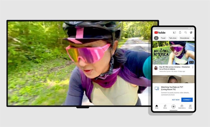 Captura de la nueva funcionalidad que permite utilizar el móvil como una segunda pantalla para visualizar contenido de YouTube
