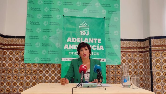 Teresa Rodríguez en rueda de prensa.