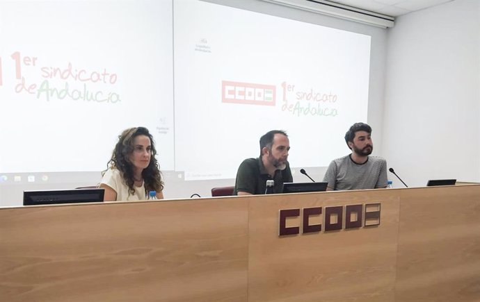 La secretaria general de la Federación de Enseñanza de CCOO en Andalucía, Marina Vega, presenta el informe 'Segregación escolar, desigualdades educativas y modelo educativo de la derecha', realizado por Pedro González de Molina Soler