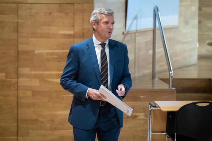 El presidente de la Xunta, Alfonso Rueda, en la rueda de prensa posterior al Consello