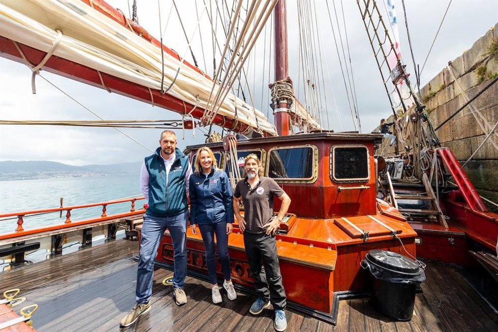 La goleta 'Atyla' llega a Vigo en su viaje de preparación para participar en la ruta Iacobus Maris Xacobeo 21-22.