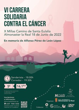 Cartel de la VI Carrera Solidaria contra el Cáncer de Almonaster la Real.