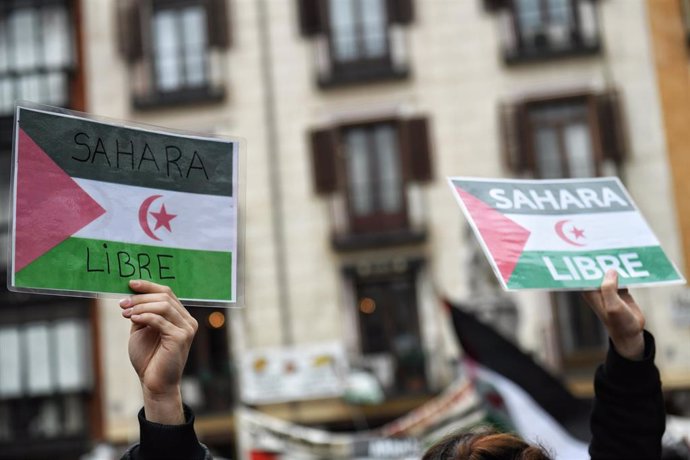 Archivo - Manifestación en defensa del pueblo saharaui