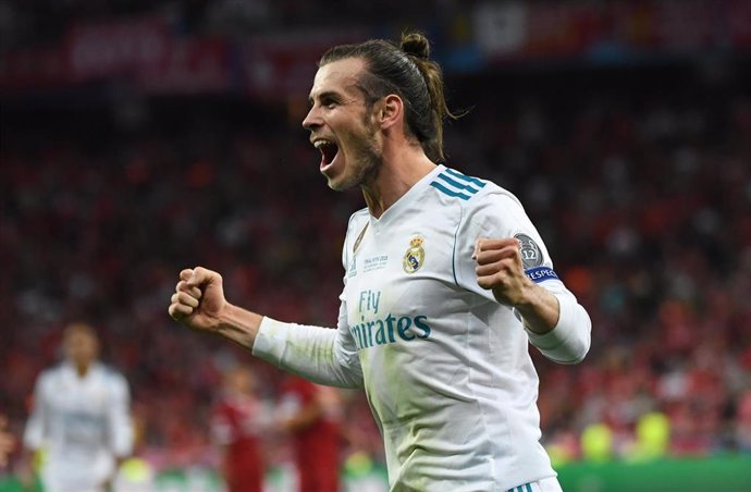 Archivo - Garteh Bale celebra un gol en la final de la Champions de 2018 en Kiev ante el Liverpool.