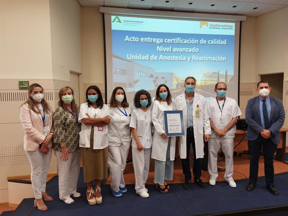 La unidad de Anestesiología y Reanimación del Área de Gestión Sanitaria Norte de Málaga recibe la certificación de la Agencia de Calidad Sanitaria de Andalucía