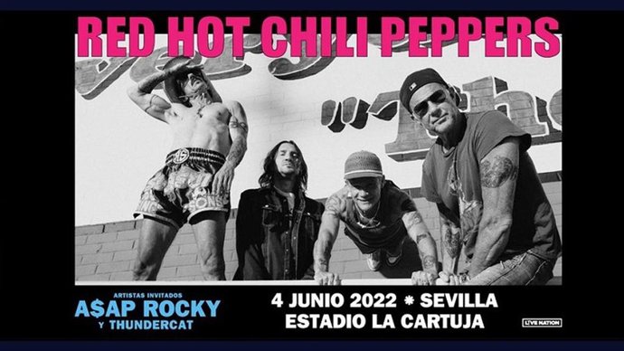 Cartel del concierto de Red Hot en La Cartuja, donde inician su gira mundial.