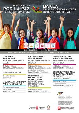 Cartel que ilustra la iniciativa 'Bibliotecas por la paz'.