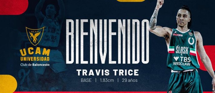 Cartel del fichaje de Travis Rice por el UCAM Murcia