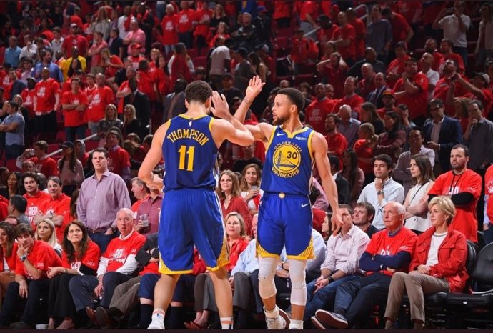 Archivo - Stephen Curry y Klay Thompson, con los Golden State Warriors.