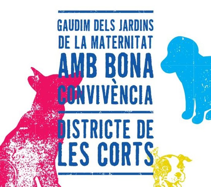 Imagen de la campaña de sensibilización impulsada en el distrito de Les Corts para dueños de perros en los Jardins de la Maternitat de Barcelona