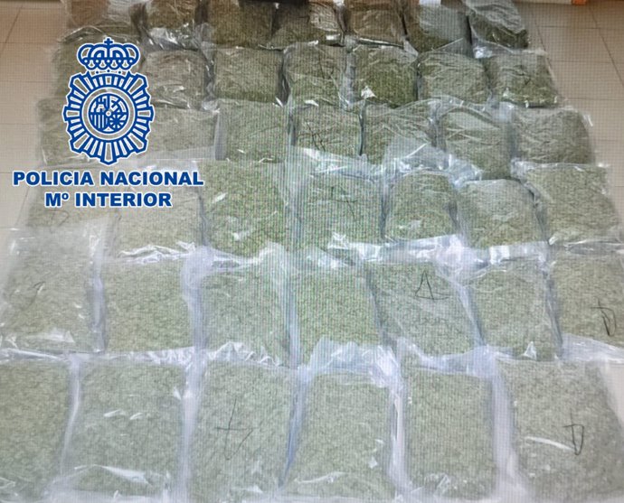 Marihuana intervenida en el coche de Lucena.