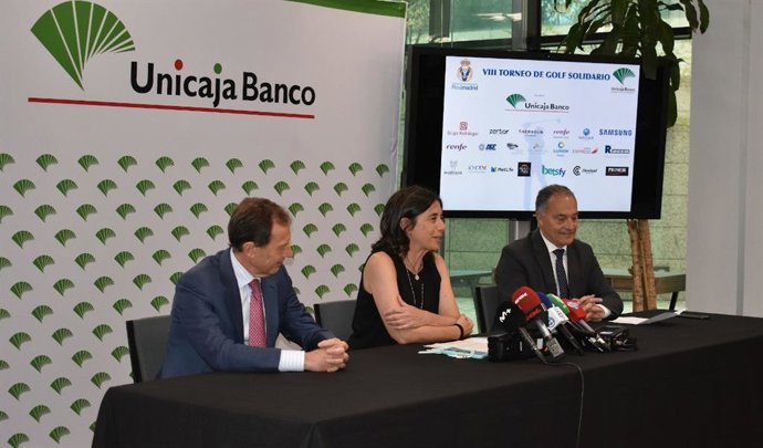 Emilio Butragueño, director de Relaciones Institucionales del Real Madrid, en la presentación del torneo solidario de golf con el apoyo de Unicaja Banco.