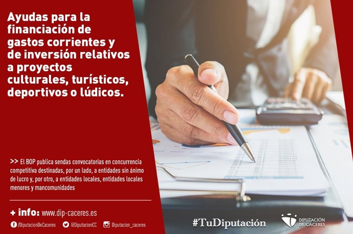 Cartel de las ayudas a proyectos culturales de la Diputación de Cáceres