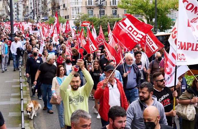 Foto de archivo. Manifestación de los trabajadores del sector del metal en Cantabria