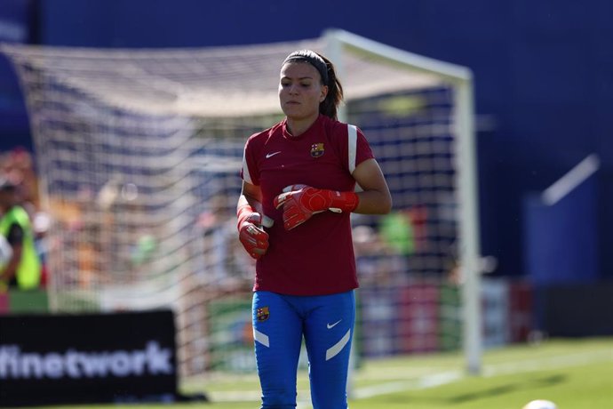 Gemma Font durante un calentamiento antes de un partido del FC Barcelona