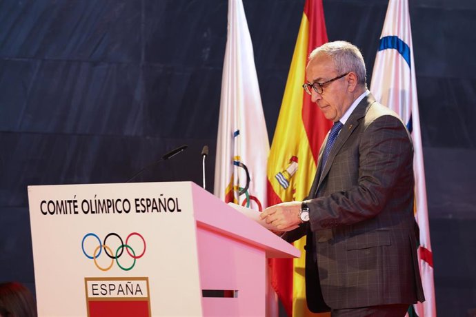 Alejandro Blanco, president of the Spanish Olympic Committee COE; attends during the signing of a collaboration agreement to promote sport in the international protection reception system held in the COE building on June 01, 2022, in Madrid, Spain.