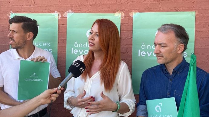 Vanessa Rodríguez, cabeza de lista de Andaluces Levantaos al Parlamento por Málaga, en rueda de prensa