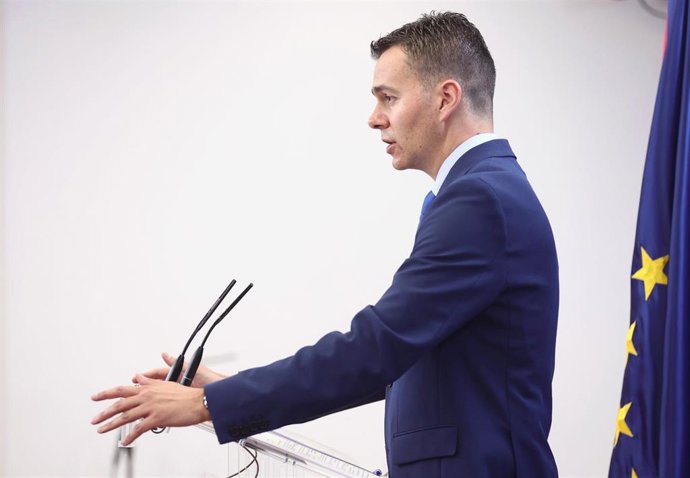 El portavoz del PSOE en el Congreso, Héctor Gómez, en una rueda de prensa posterior a la Junta de Portavoces, en el Congreso de los Diputados, a 7 de junio de 2022, en Madrid (España).