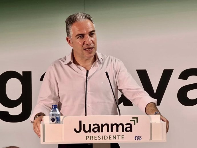 El coordinador general del PP y candidato por el PP de Málaga al Parlamento andaluz, Elías Bendodo, en un acto en Antequera (Málaga)