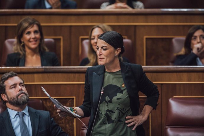 La candidata de Vox a la Junta de Andalucía, Macarena Olona, en una imagen de archivo en el Congreso de los Diputados. 