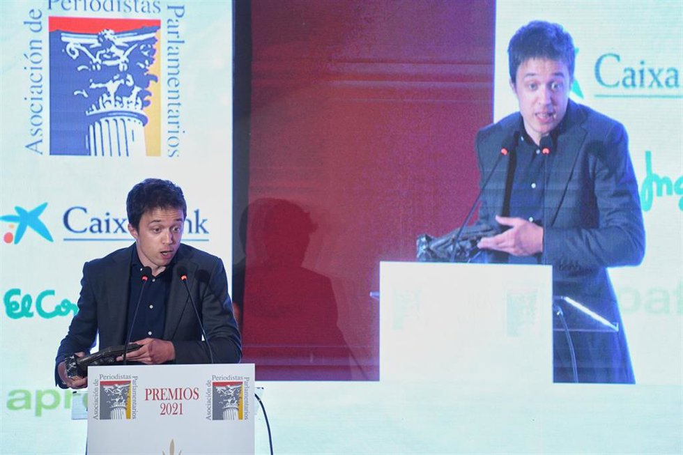El líder de Más País, Íñigo Errejón, interviene tras recibir el premio 'Emilio Castelar al Mejor Orador'