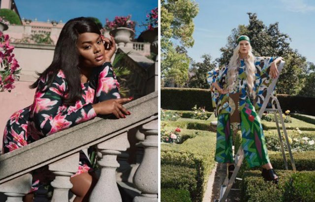 Imagen de la campaña de lanzamiento de Luxury Stores en Amazon en Europa, protagonizada por Kristen McMenamy y Precious Lee