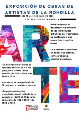 Cartel anunciador de la exposición de artistas organizada por la Asociación Vecinal Rondilla.
