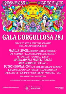 Cartel de la gala musical por el Pride! Barcelona el 28 de junio.