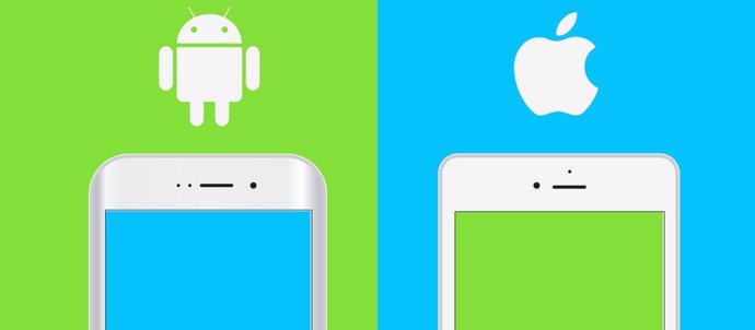 Representación gráfica de dos dispositivos: uno Android y otro iOS.