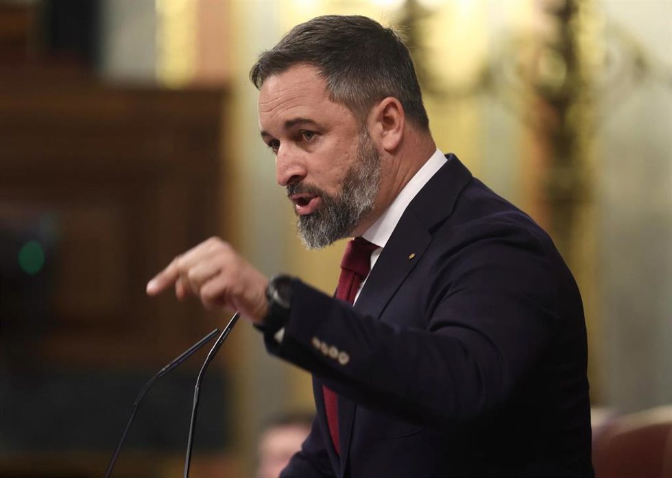 El líder de Vox, Santiago Abascal, interviene en una sesión plenaria, en el Congreso de los Diputados