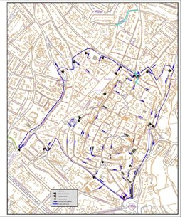 Mapa de las nuevas cámaras de acceso al casco histórico de Cáceres