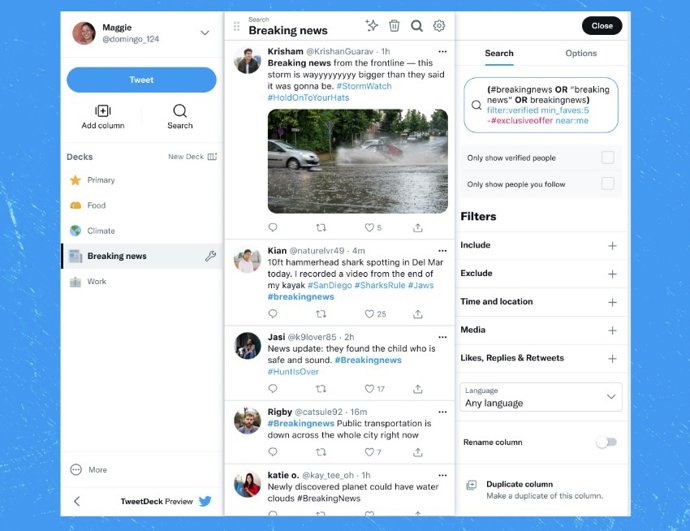 Versión preliminar del nuevo TweetDeck
