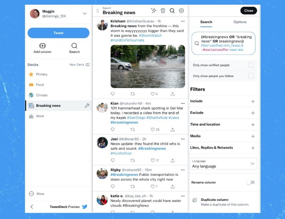 Versión preliminar del nuevo TweetDeck