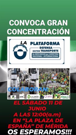 Cartel de la protesta de transportistas en Mérida