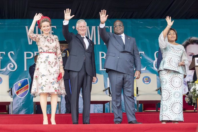 Los reyes de Bélgica junto al presidente de República Democrática del Congo, Felix Tshisekedi, y la primera dama