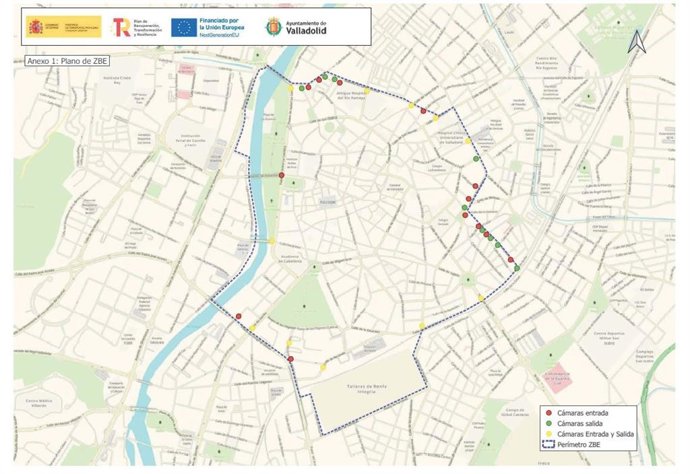 Plano de los lugares donde se instalarán las cámaras de control de la futura Zona de Bajas Emisiones.