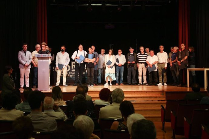 La presidenta de Navarra, María Chivite, en un acto de reconocimiento a una veintena de personas que han denunciado abusos en el seno de la Iglesia Católica.