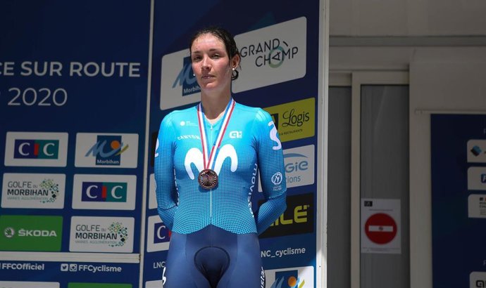 Archivo - Aude Biannic, corredora del Movistar Team femenino