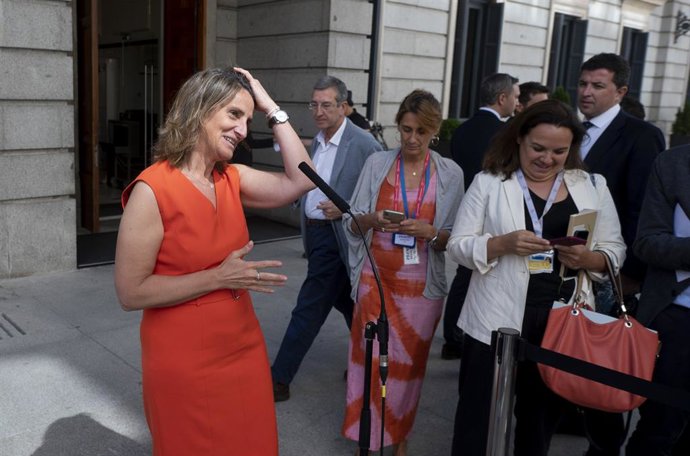 La vicepresidenta tercera y ministra para la Transición Ecológica y el Reto Demográfico, Teresa Ribera, comparece durante una sesión plenaria en el Congreso de los Diputados, a 9 de junio de 2022, en Madrid (España). El pleno gira en torno a la votación