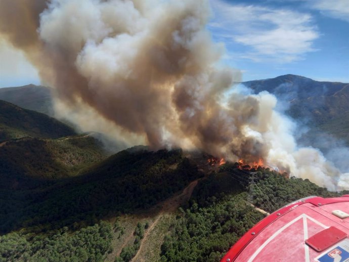 Incendio forestal en Pujerra (Málaga).