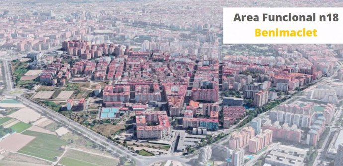 Imagen del área funcional n18 Benimaclet, correspondiente al Plan Especial de esta zona de la ciudad de Valncia.