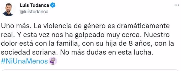 Mensaje en Twitter del secretario general del PSCyL, Luis Tudanca.